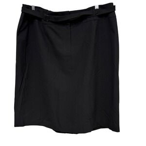 Talbots Woman Black Belted Stretch Pencil Skirt Size 16W NWT USA made